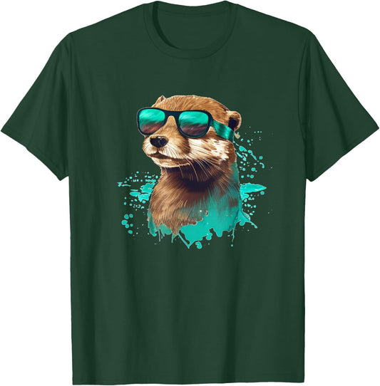 Funny looking Otter with Sunglasses T-Shirt - T-Shirt | Forest