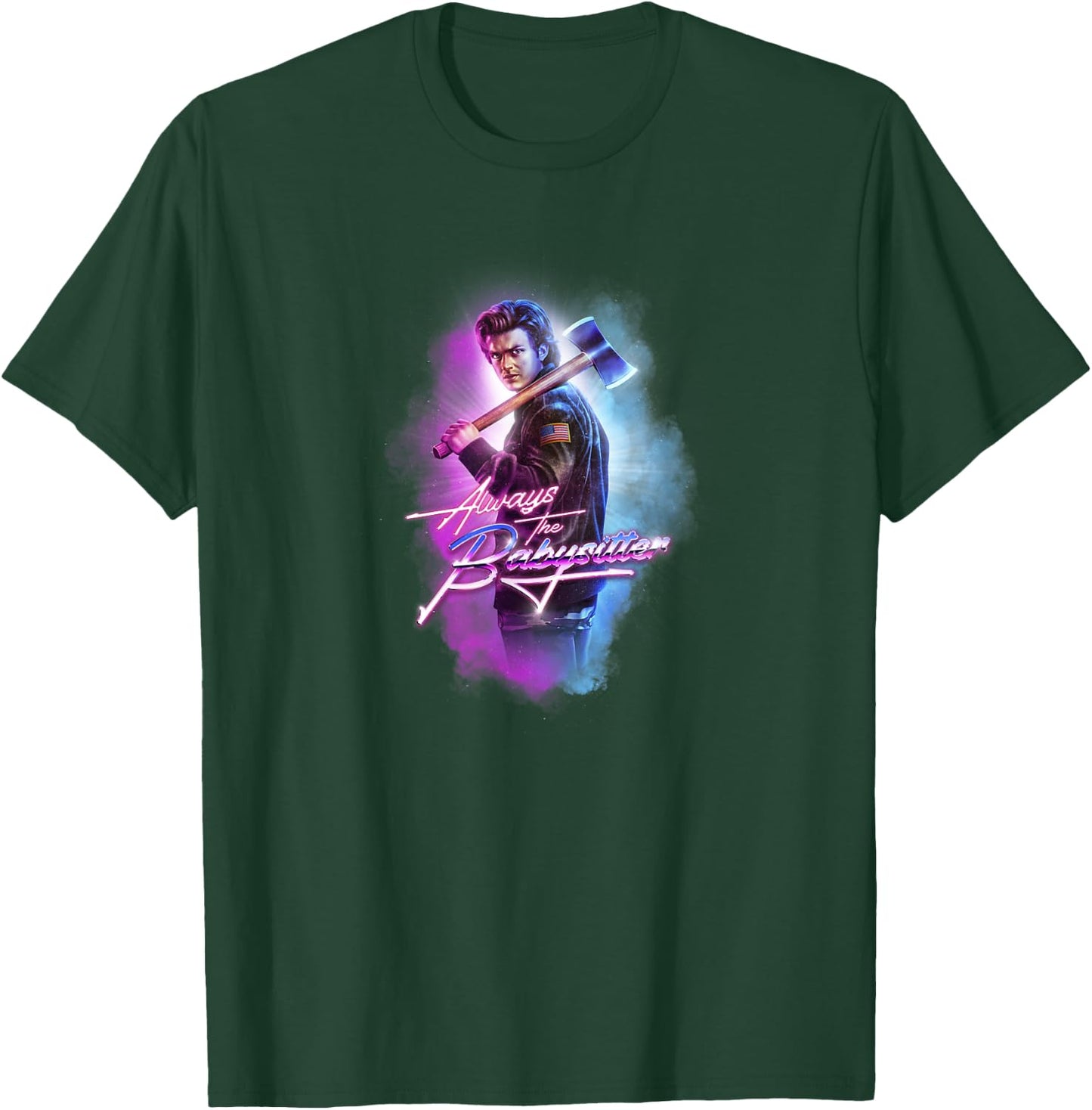 Stranger Things Steve Always The Babysitter Ax Retro Logo T-Shirt - T-Shirt | Forest