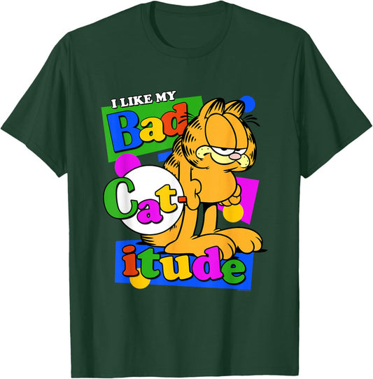 Garfield I Like My Bad Catitude Retro Cartoon Cat T-Shirt - T-Shirt | Forest