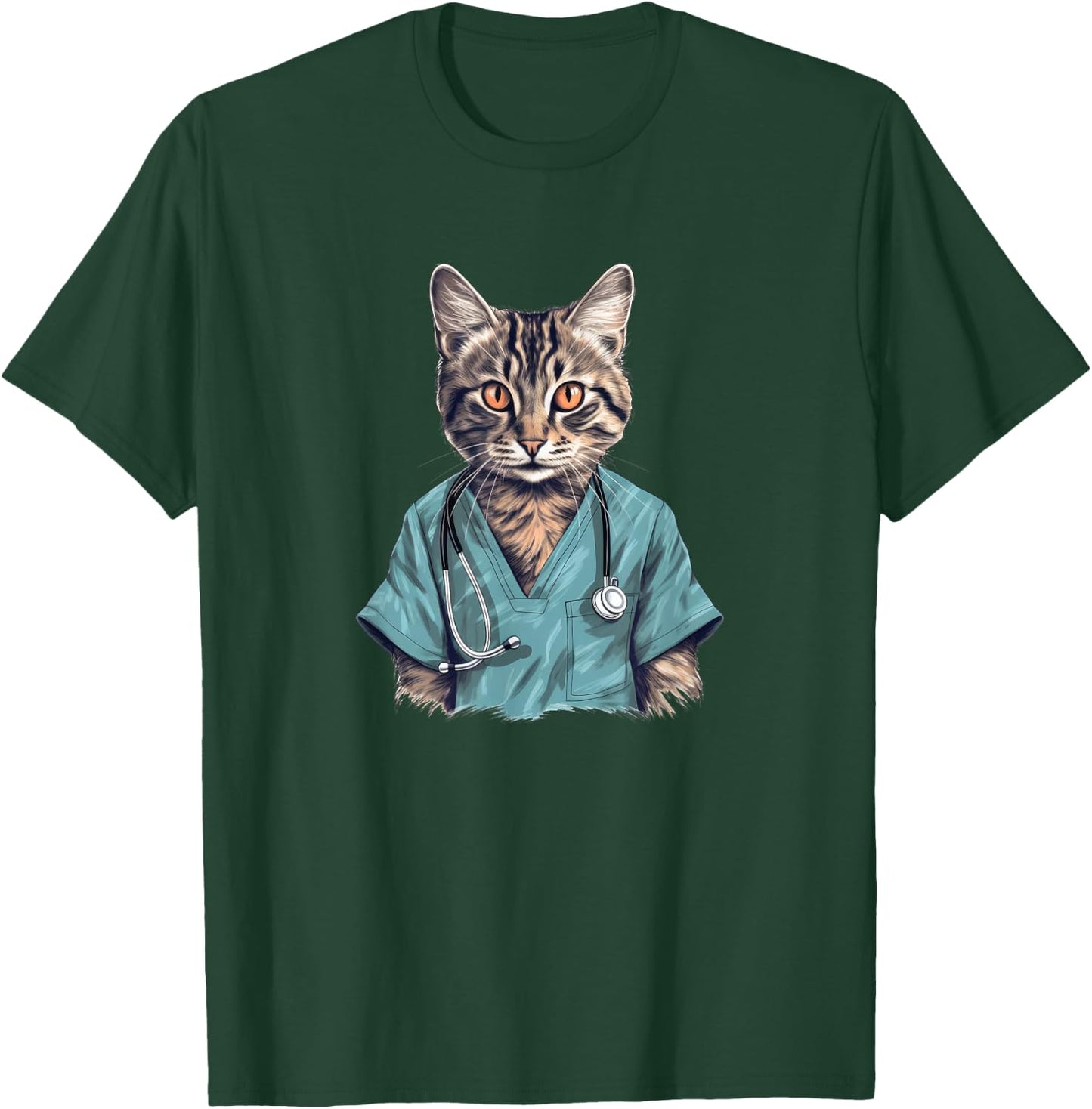 Funny Nurse Cat, Medical Doctor Kitty T-Shirt - T-Shirt | Forest