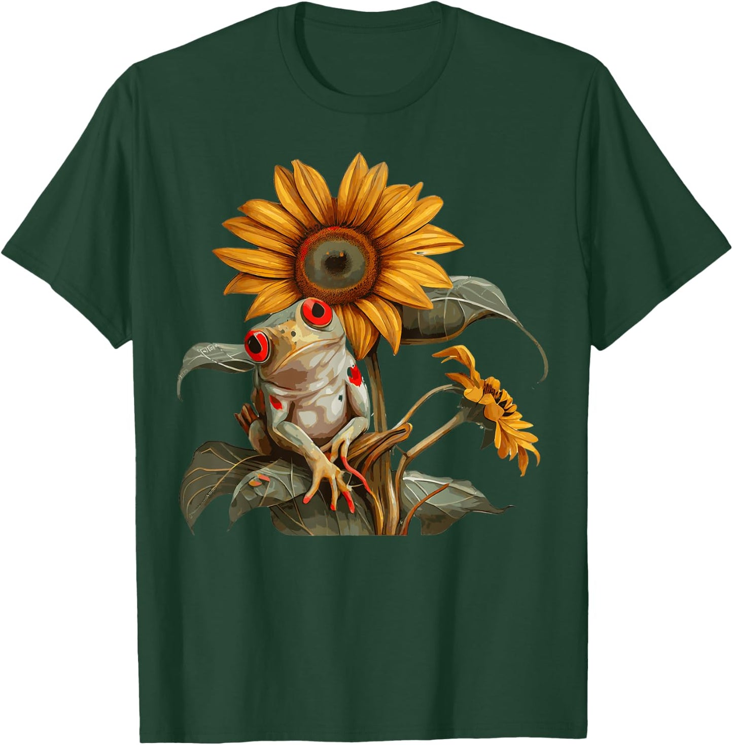 Cute Sunflower Red Eyed Tree Frog Lover Amphibian T-Shirt - T-Shirt | Forest