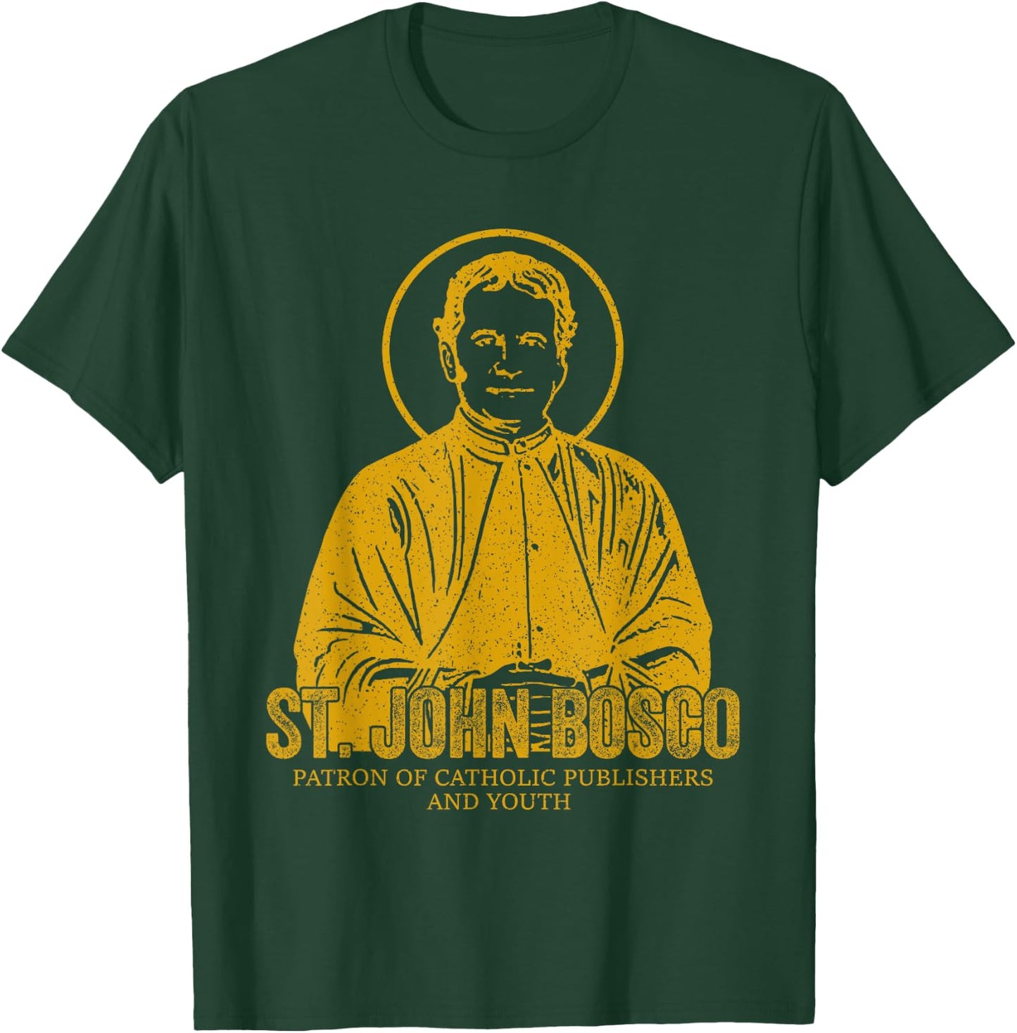 Catholicism Gold St. John Bosco Catholic Christian Saint T-Shirt - T-Shirt | Forest