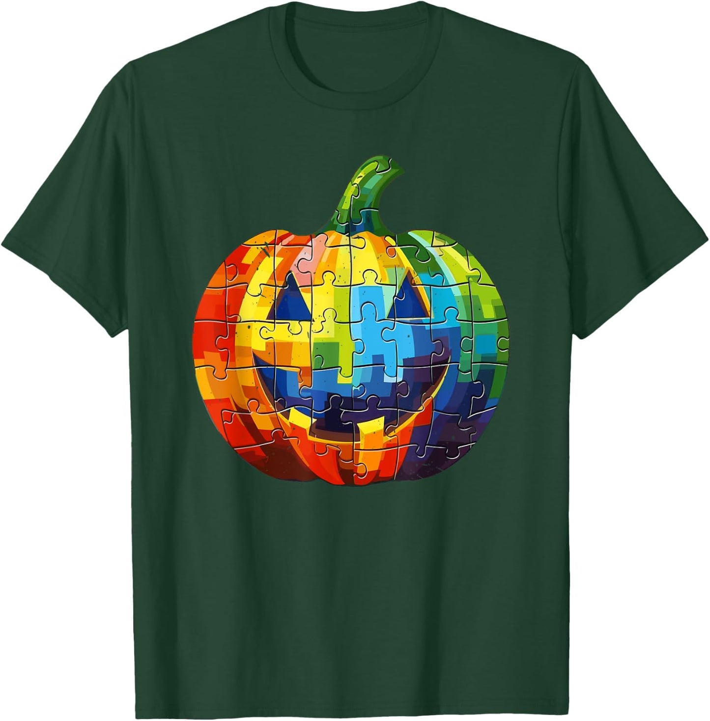 Autism Halloween Puzzle Trick Or Treat Autism Awareness T-Shirt - T-Shirt | Forest