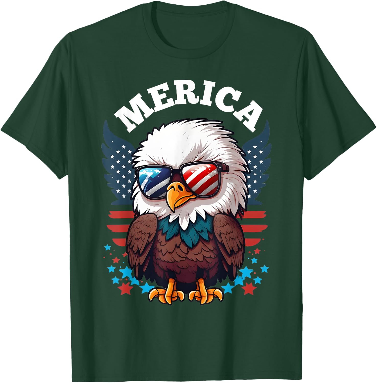Merica Toddler Eagle Funny Patriotic Eagle USA Flag Kids T-Shirt - T-Shirt | Forest