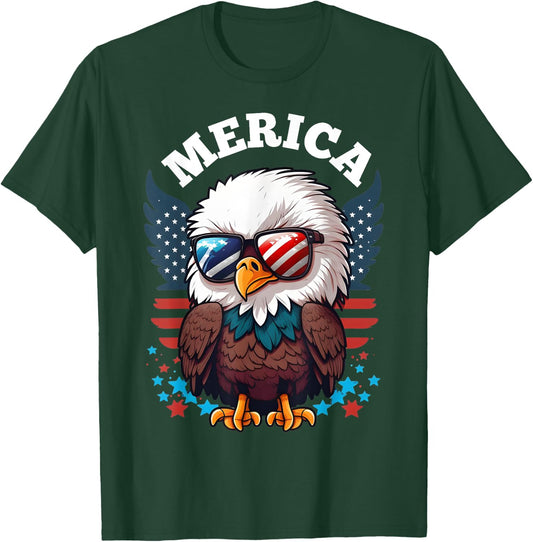 Merica Toddler Eagle Funny Patriotic Eagle USA Flag Kids T-Shirt - T-Shirt | Forest