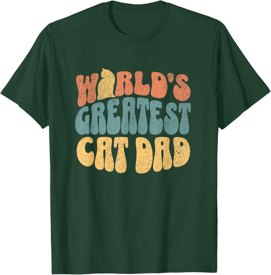 Cat Dad Shirt World's Greatest Cat Dad Men Women Kids T-Shirt - T-Shirt | Forest