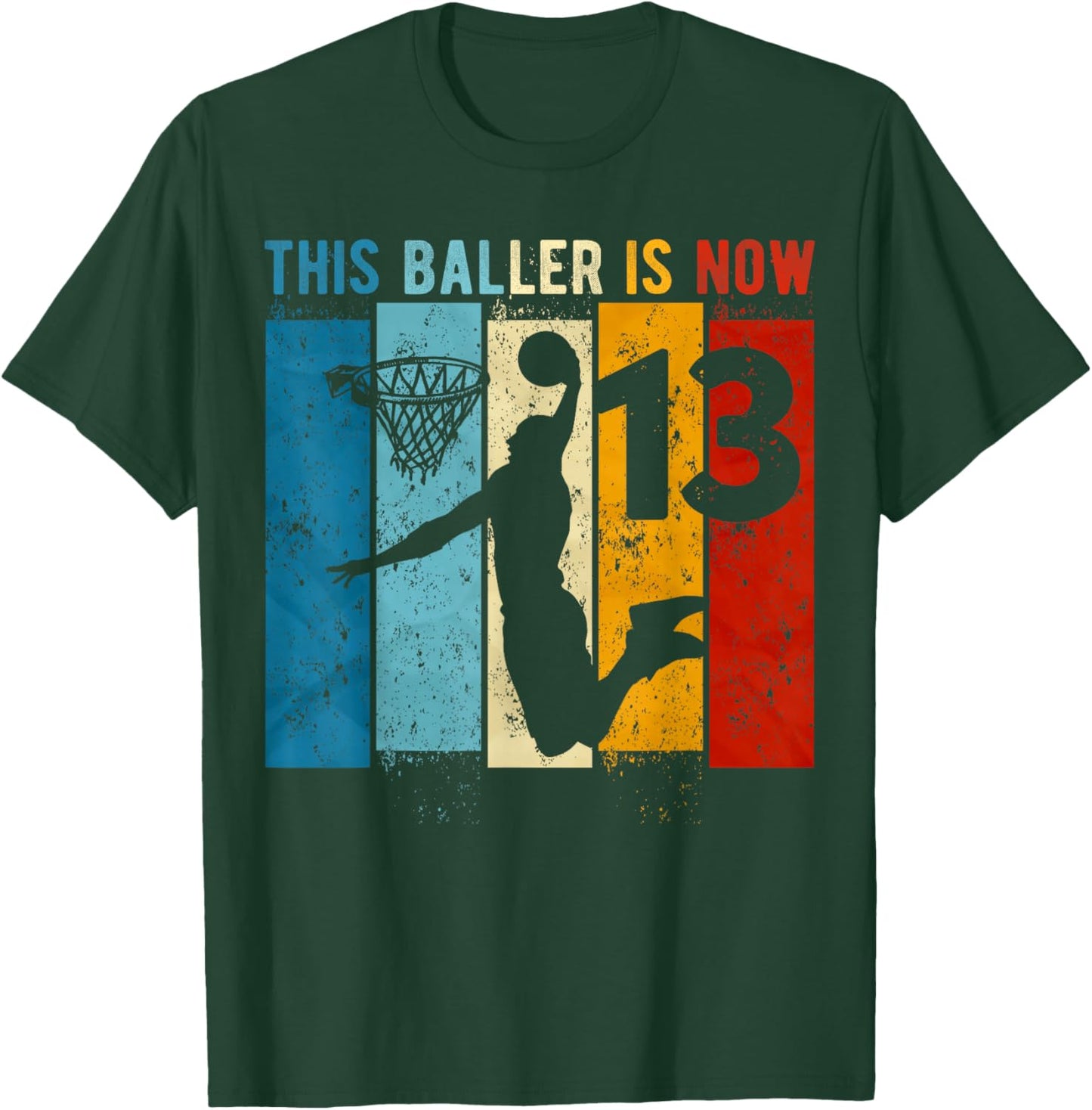 13 Year Old Basketball 13th Birthday Boy T-Shirt - T-Shirt | Forest