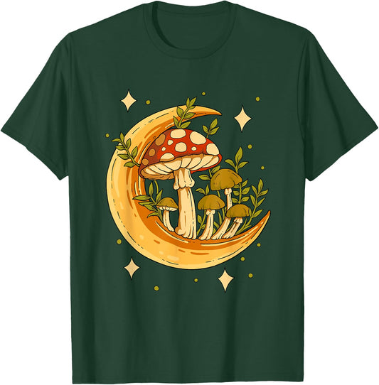 Cottagecore Aesthetic Cottagecore Moon Mushroom T-Shirt - T-Shirt | Forest