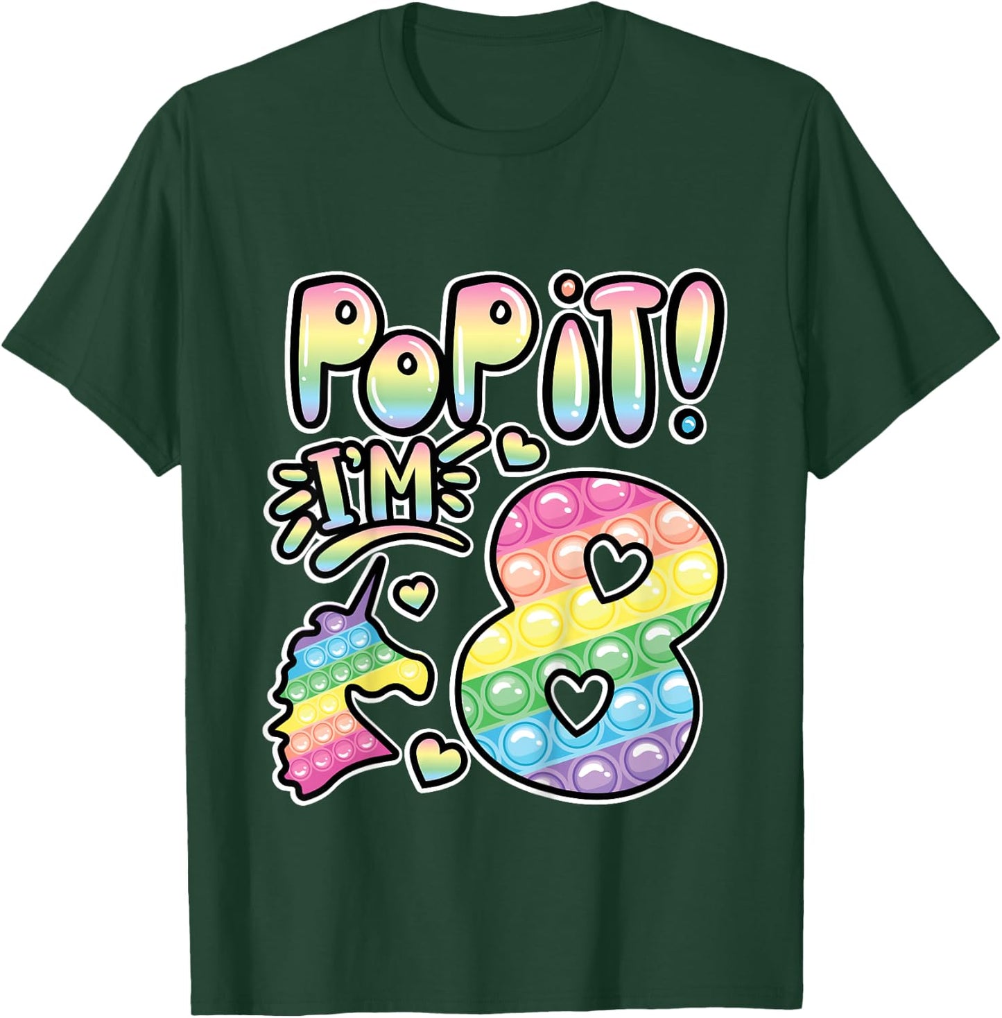 Pop It 8th Birthday Girls Boys 8 Years Old Fidget T-Shirt - T-Shirt | Forest
