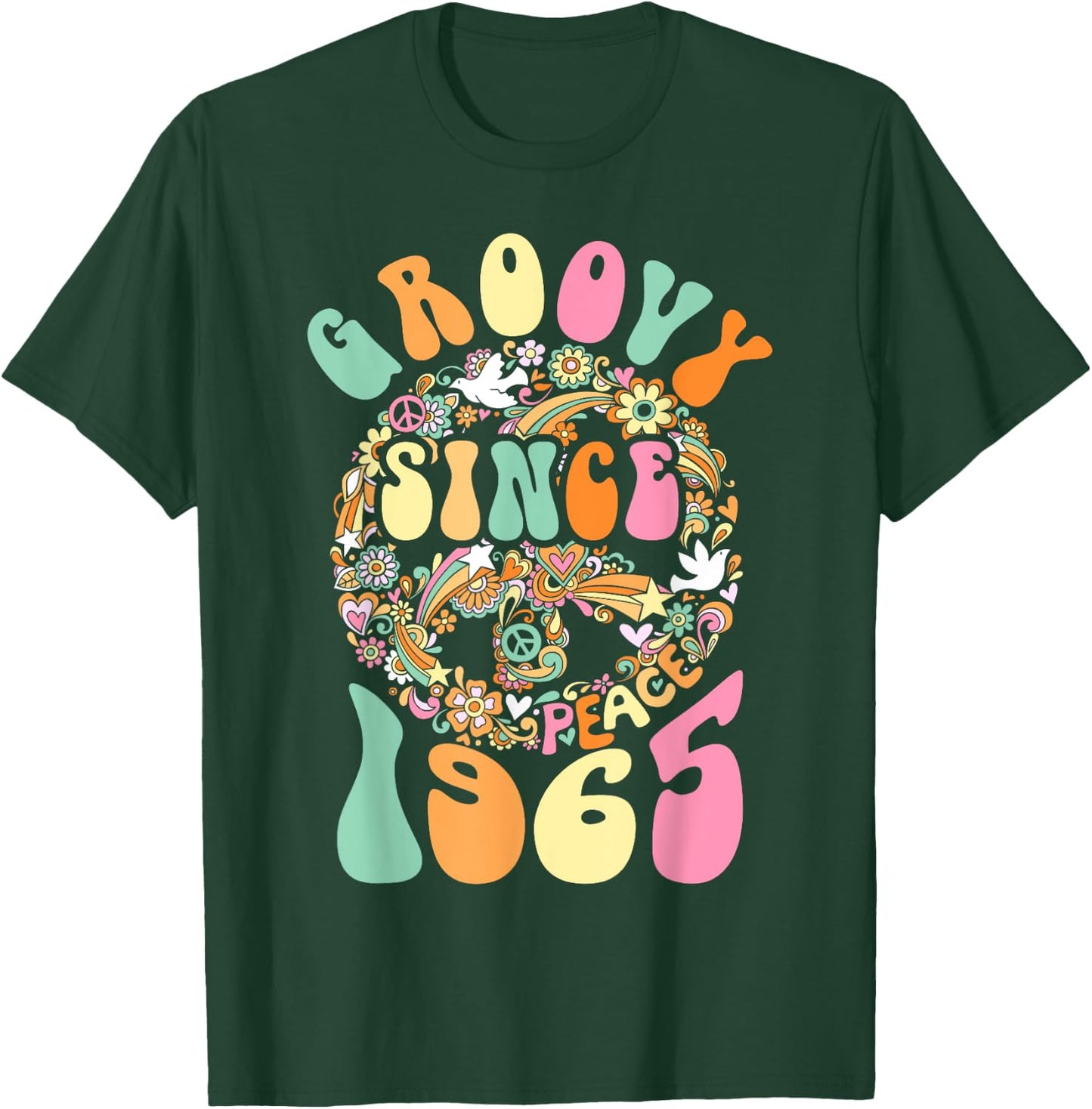 Groovy Since 1965 Peace For Vintage Birthday Party 60s 70s T-Shirt - T-Shirt | Forest