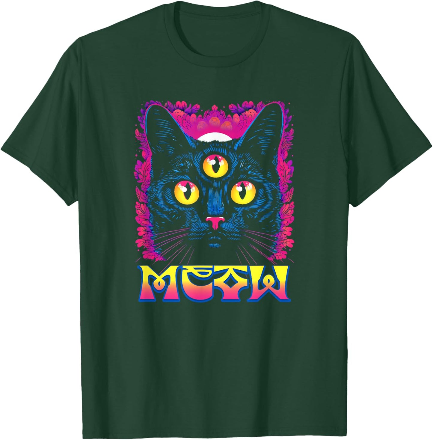 Rainbow Witch Cat With All Seeing 3rd Eye T-Shirt - T-Shirt | Forest
