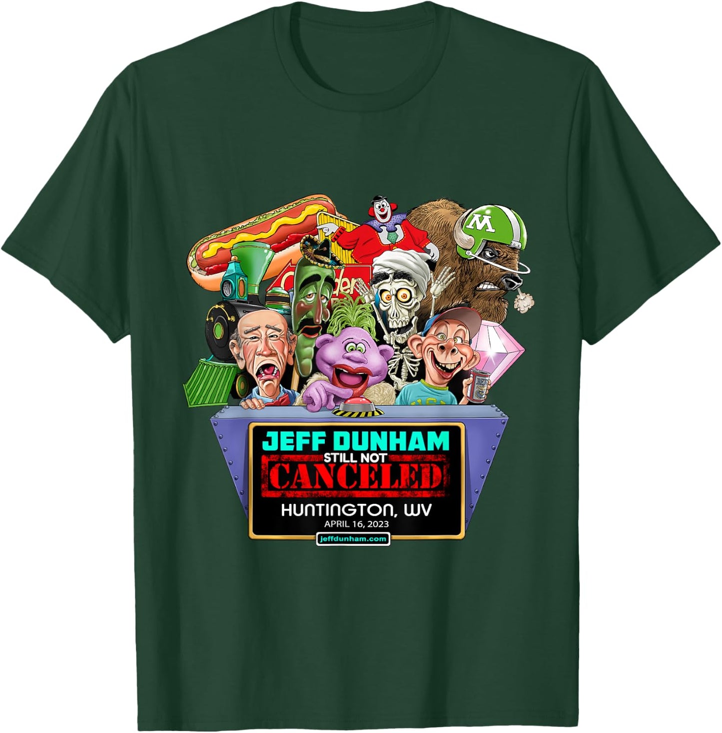 Jeff Dunham Huntington, WV (2023) T-Shirt - T-Shirt | Forest