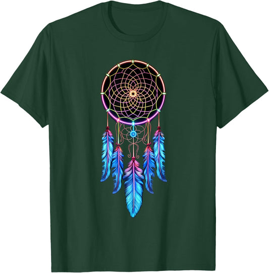 Colorful Dreamcatcher Feathers Tribal Native American Indian T-Shirt - T-Shirt | Forest