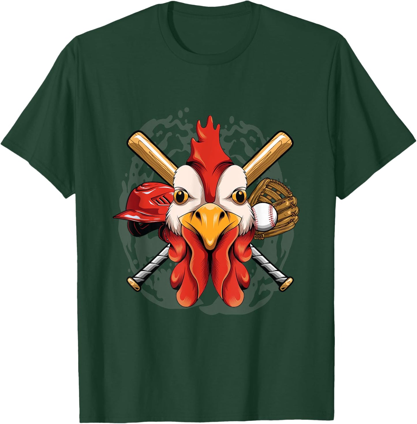 Baseball Player Chicken Pitcher Catcher Baseball Coach Farm T-Shirt - T-Shirt | Forest