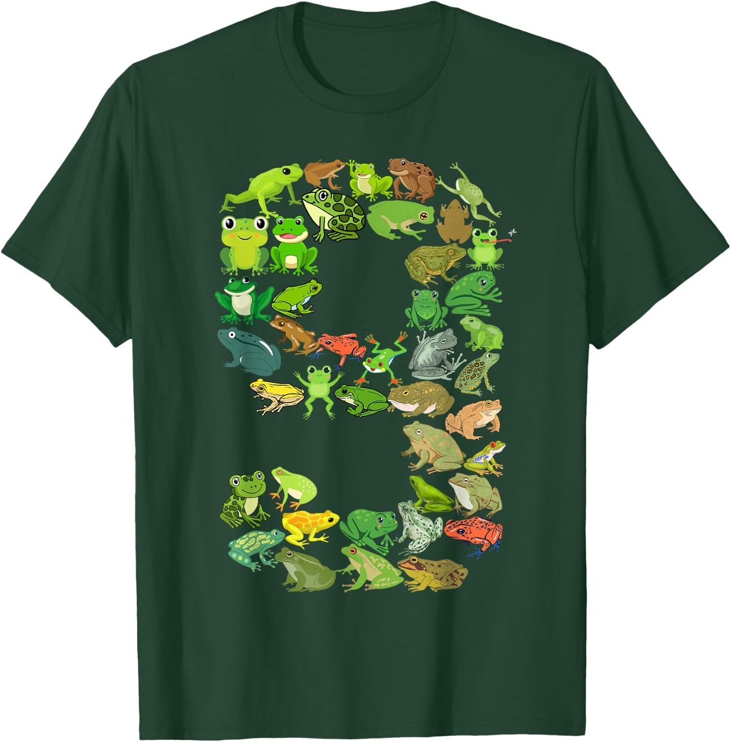 Cute 9th Birthday Frog Themed 9 Year Old Kids Frog Lover T-Shirt - T-Shirt | Forest
