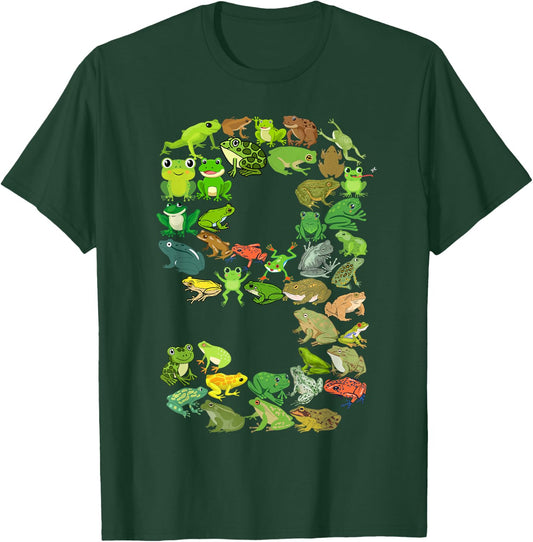 Cute 9th Birthday Frog Themed 9 Year Old Kids Frog Lover T-Shirt - T-Shirt | Forest