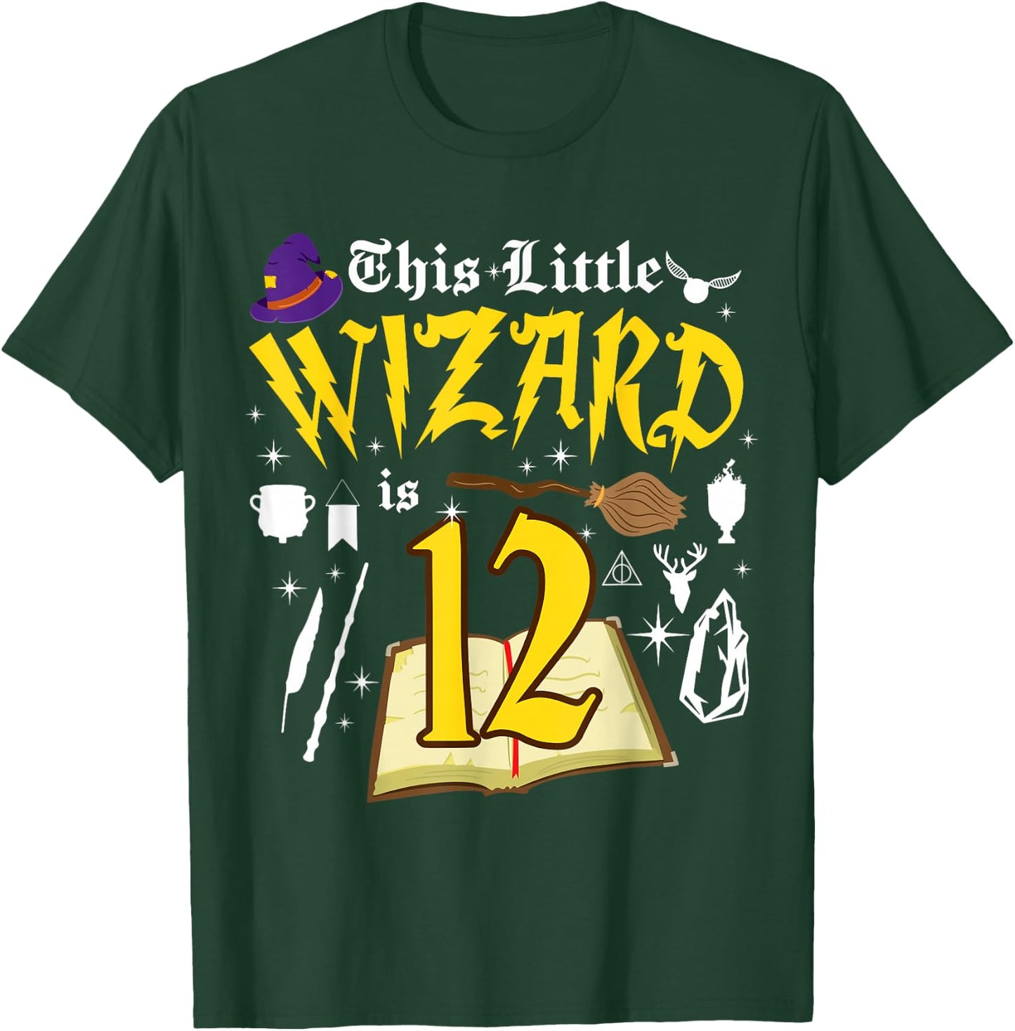 12th Birthday Wizard Magic 12 Year Old Funny B-Day Matching T-Shirt - T-Shirt | Forest