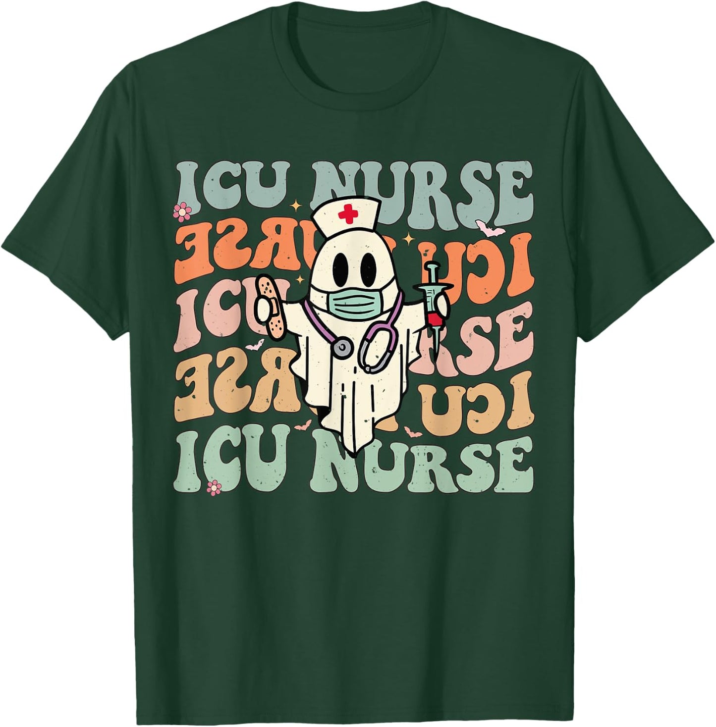 Critical Care Nurse ICU Neonatal Groovy Halloween Nursing T-Shirt - T-Shirt | Forest