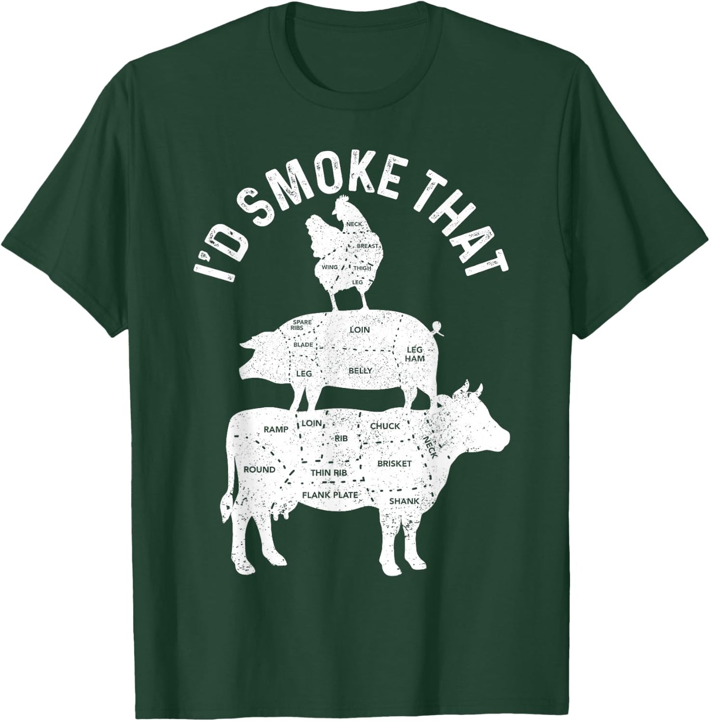 Chef Butcher BBQ I'd Smoke That Pork Beef Funny Father's Day T-Shirt - T-Shirt | Forest