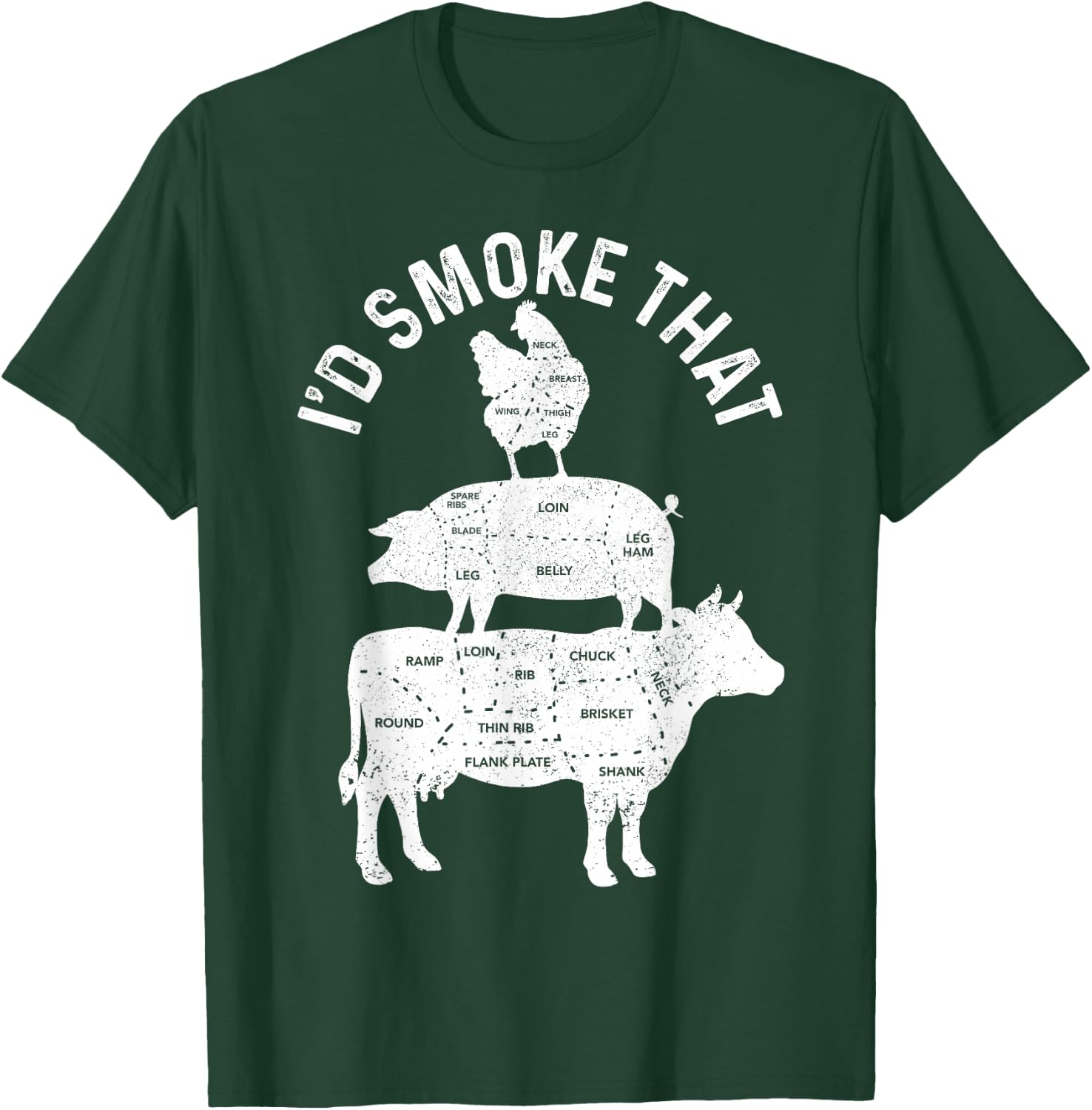 Chef Butcher BBQ I'd Smoke That Pork Beef Funny Father's Day T-Shirt - T-Shirt | Forest