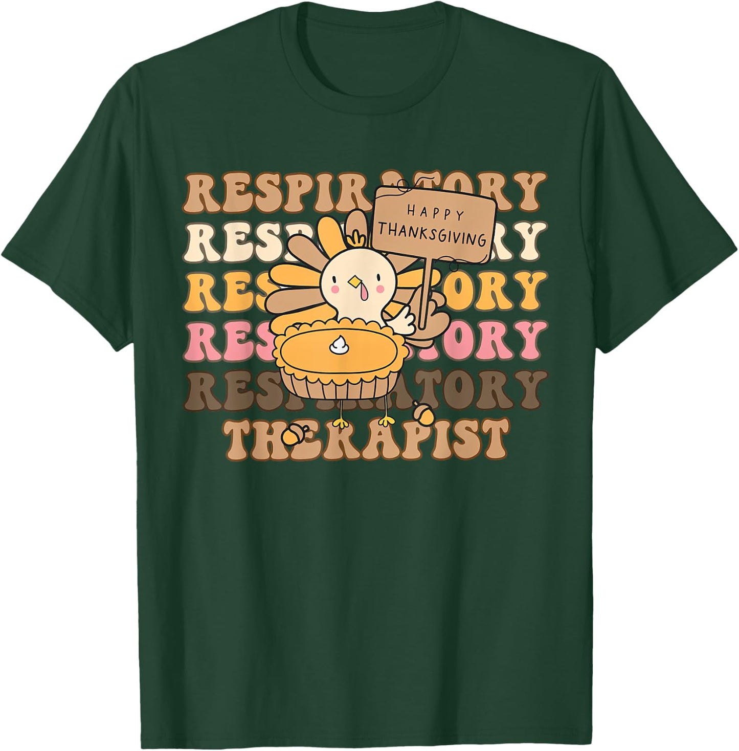 Retro Respiratory Therapist Turkey Fall Thanksgiving RT T-Shirt - T-Shirt | Forest