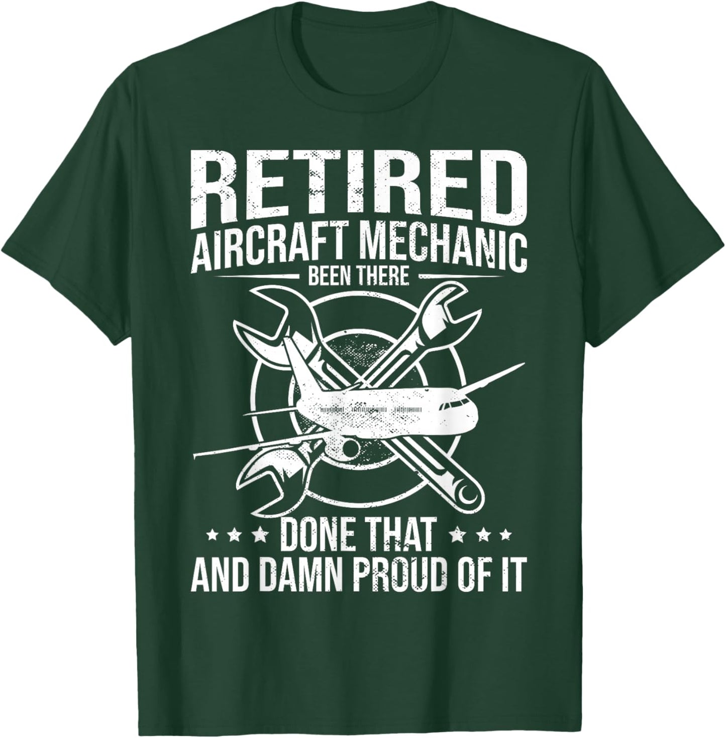 Retired Aircraft Mechanic Airplane Maintenance Technician T-Shirt - T-Shirt | Forest