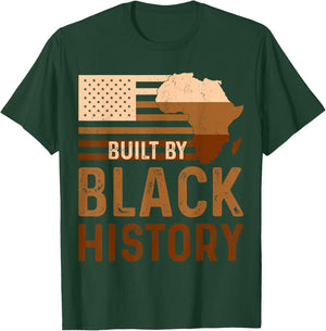 Built By Black History Month Melanin African American Flag T-Shirt - T-Shirt | Forest