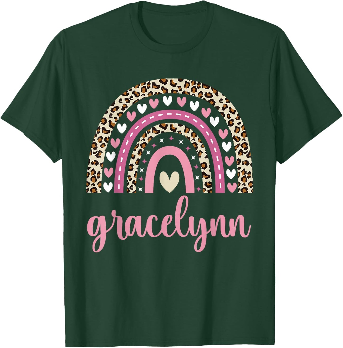 Gracelynn Rainbow Leopard Personalized Gracelynn Birthday T-Shirt - T-Shirt | Forest