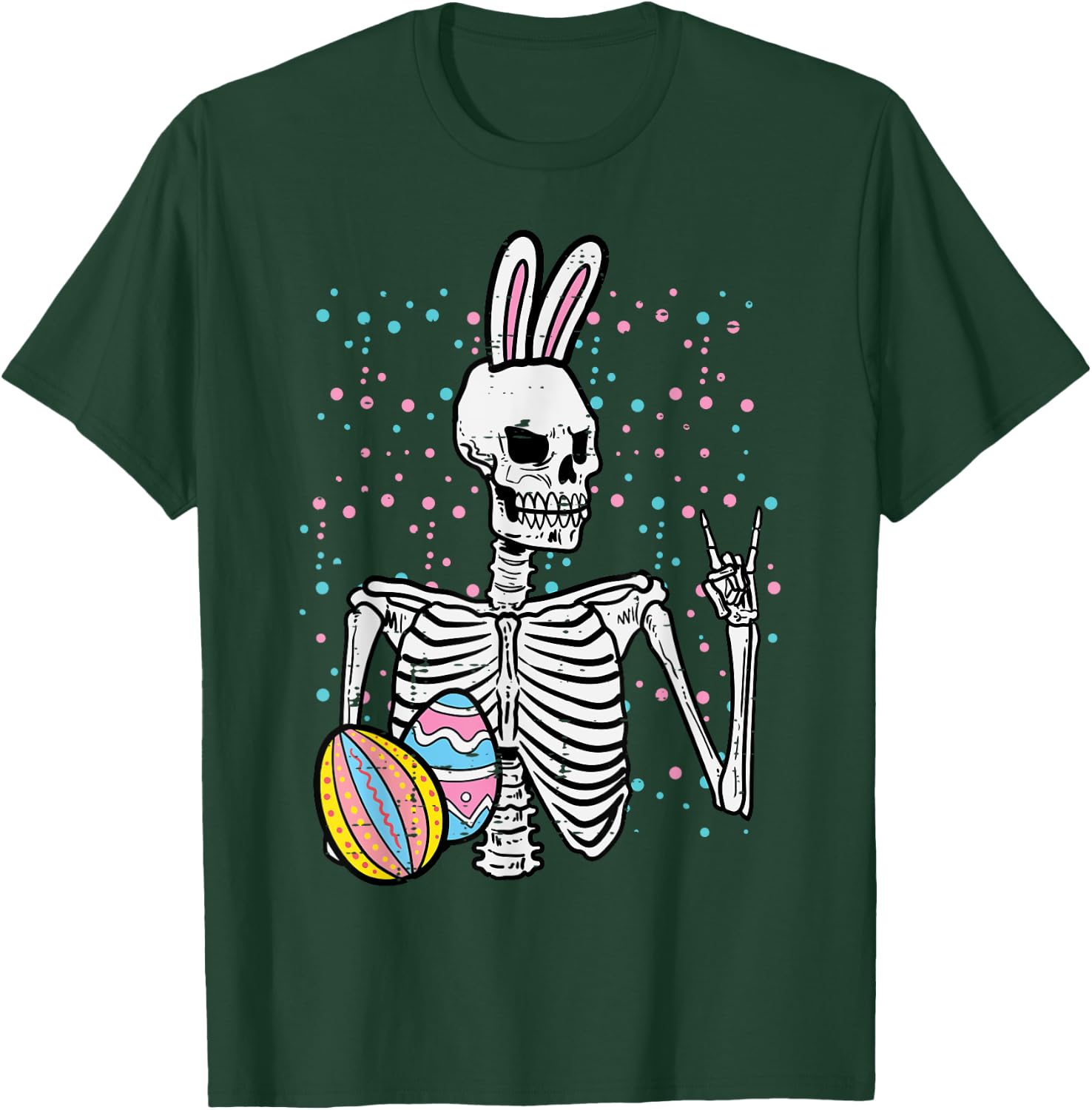 Easter Skeleton Bunny Rock Hand Rocker Boys Kids Men Teens T-Shirt - T-Shirt | Forest