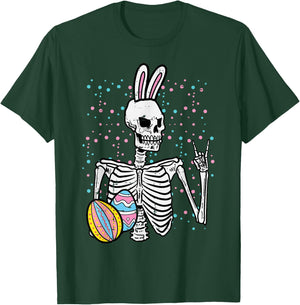 Easter Skeleton Bunny Rock Hand Rocker Boys Kids Men Teens T-Shirt - T-Shirt | Forest