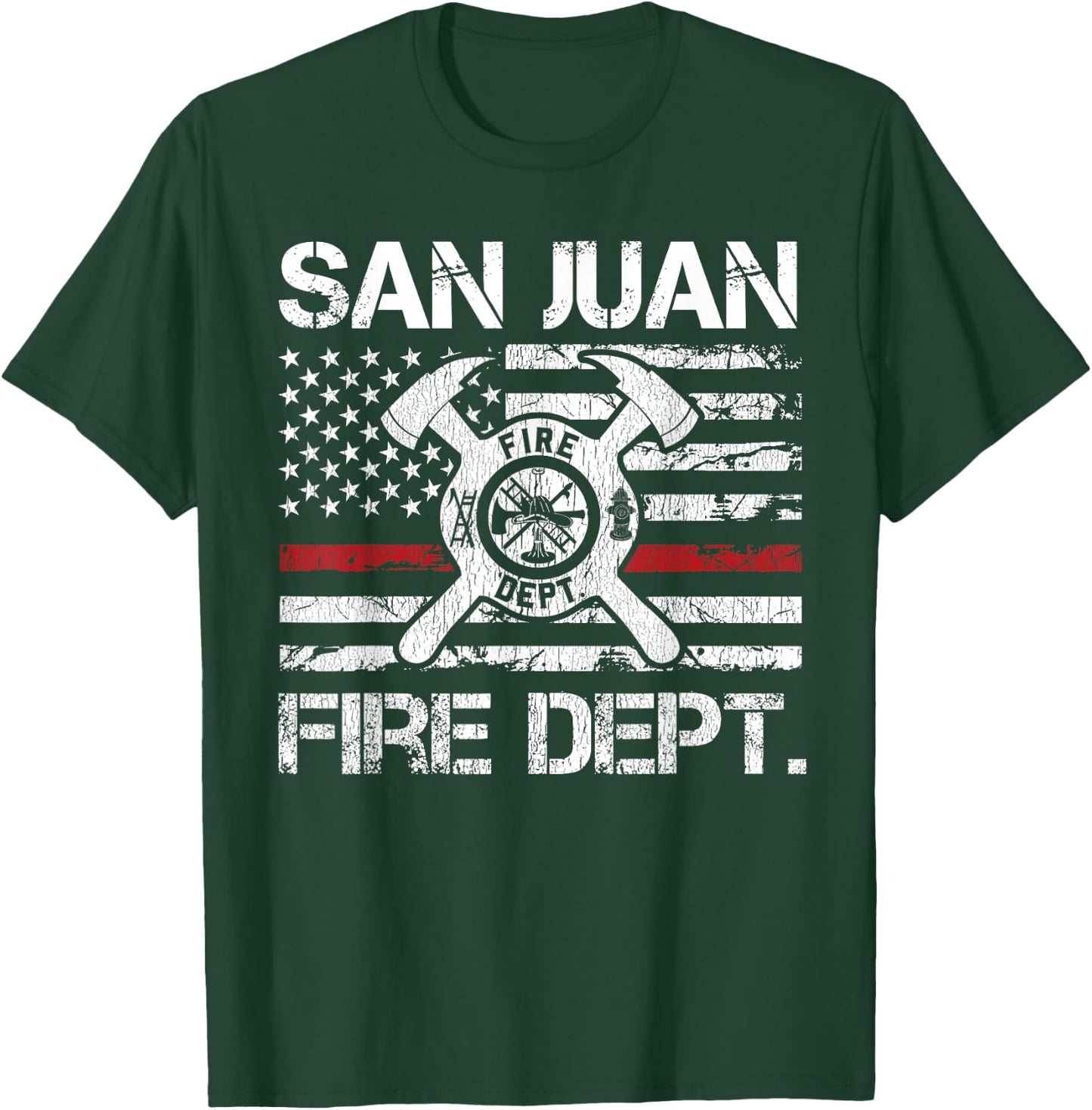 San Juan Puerto Rico Fire Department Thin Red Line Fireman T-Shirt - T-Shirt | Forest