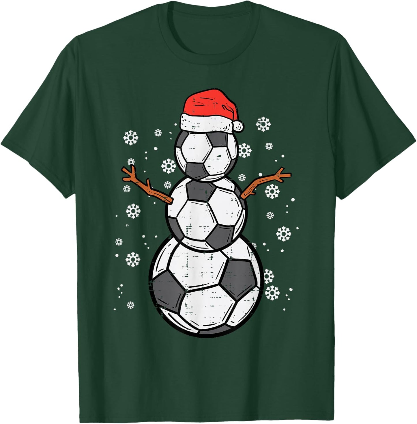 Soccer Snowman Xmas Christmas Sports Boys Girls Men Women T-Shirt - T-Shirt | Forest