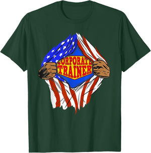 Funny Super Corporate Trainer Hero Job T-Shirt - T-Shirt | Forest