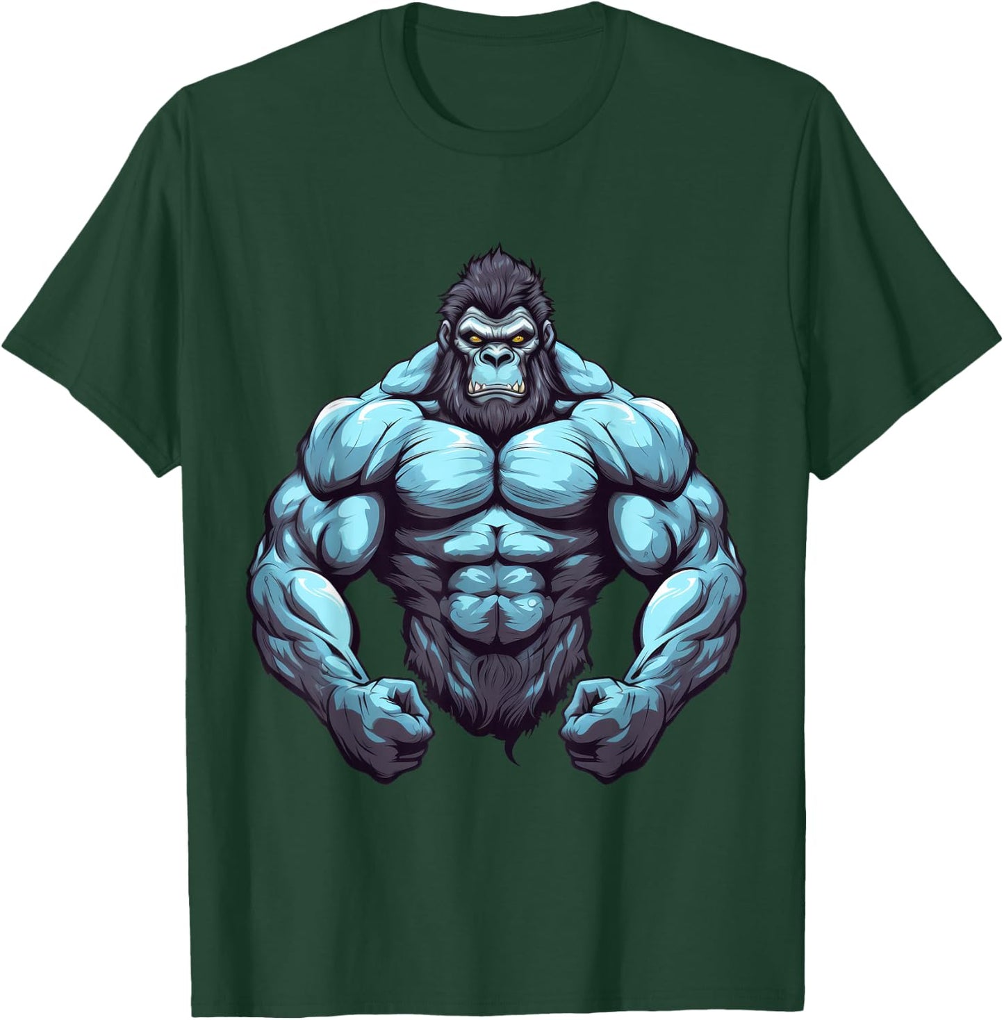 Gorilla Bodybuilder Muscular Body Gym Fitness Weightlifting T-Shirt - T-Shirt | Forest
