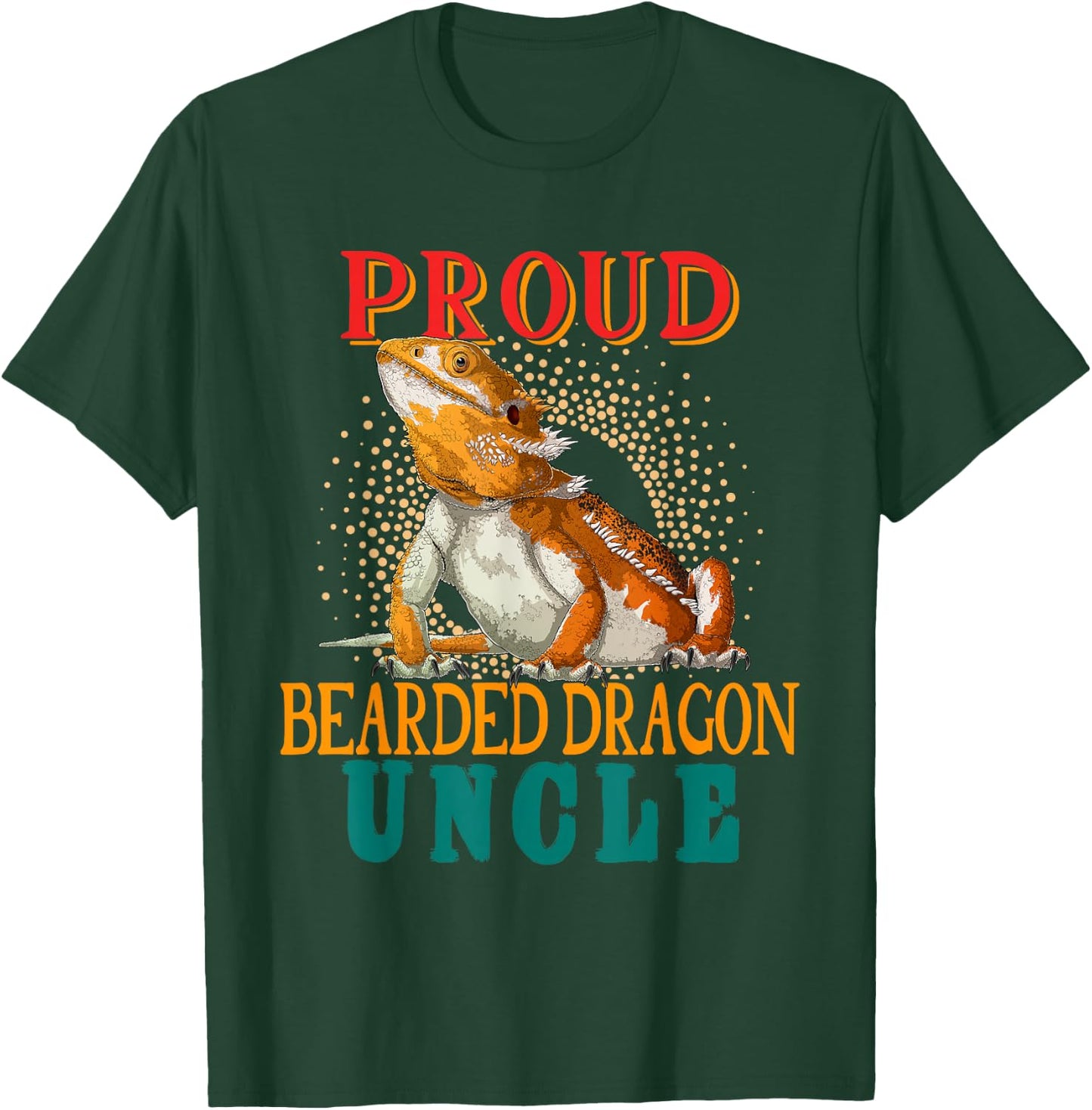 Vintage Proud Bearded Dragon Uncle Cute Bearded Dragon T-Shirt - T-Shirt | Forest