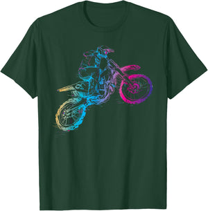 Dirt Bike Riding Motocross Lover Kids Boys Motorcycle Rider T-Shirt - T-Shirt | Forest