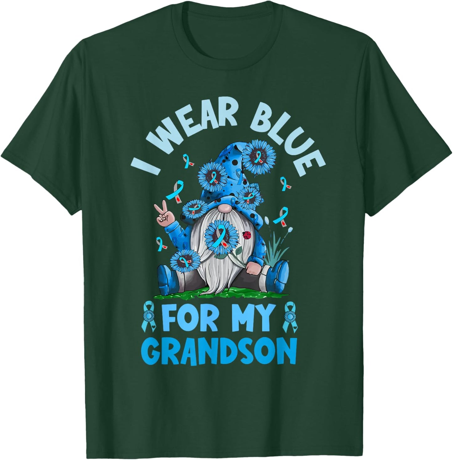 I Wear Blue For My Grandson Type 1 T1D Diabetes Awareness T-Shirt - T-Shirt | Forest