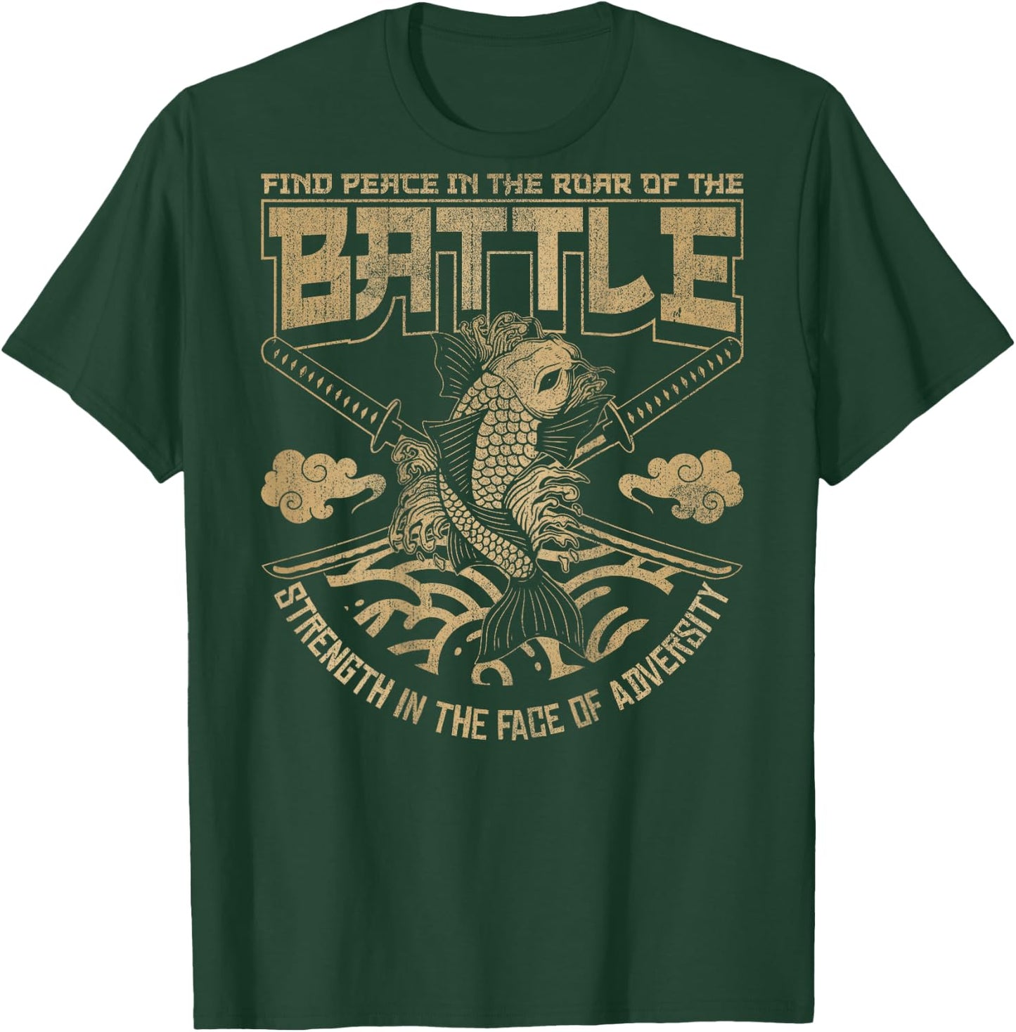 Japanese Koi fish and Samurai sword, Japanese (ART BACK) T-Shirt - T-Shirt | Forest