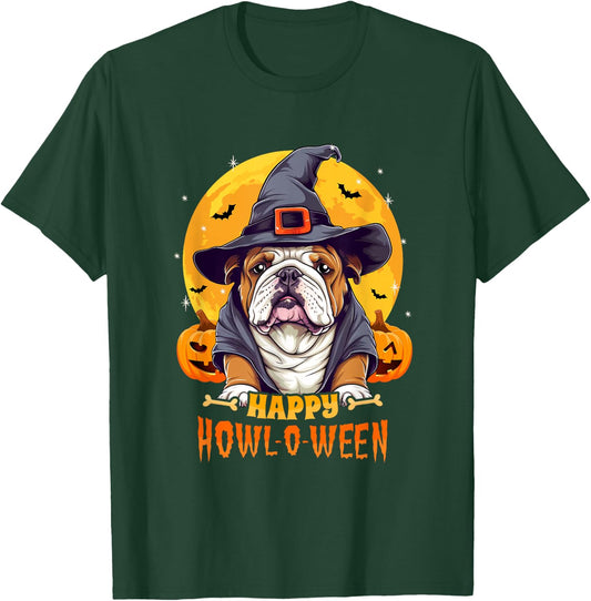 English Bulldog Halloween Dog Howl O Ween Funny Pet T-Shirt - T-Shirt | Forest