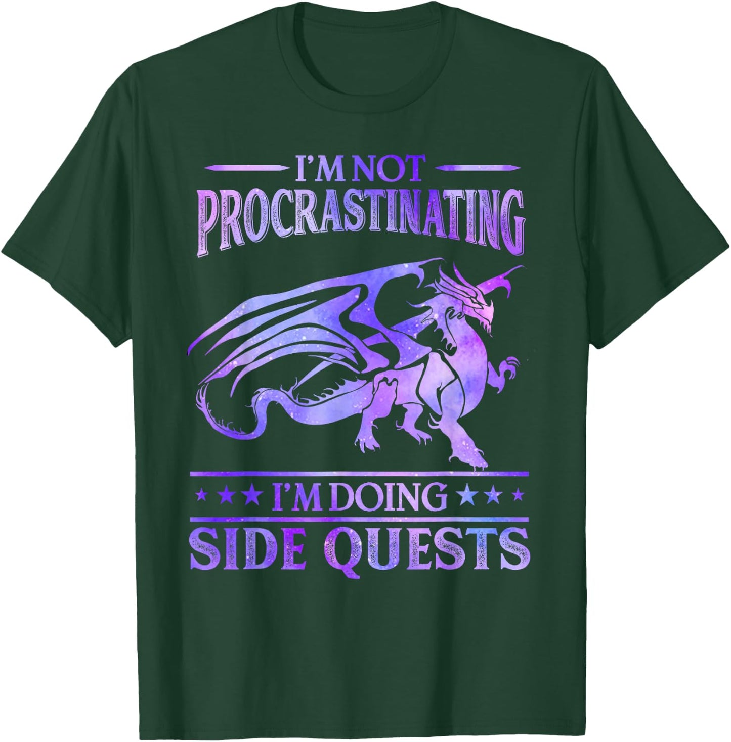 I'm Not Procrastinating I'm Doing Side Quests Dragons Master T-Shirt - T-Shirt | Forest