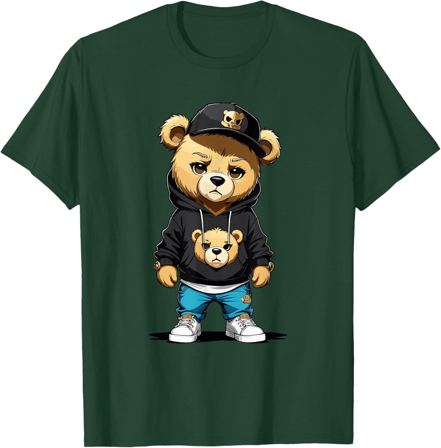 Teddy Bear Gangster in Hip Hop Street Clothes T-Shirt - T-Shirt | Forest