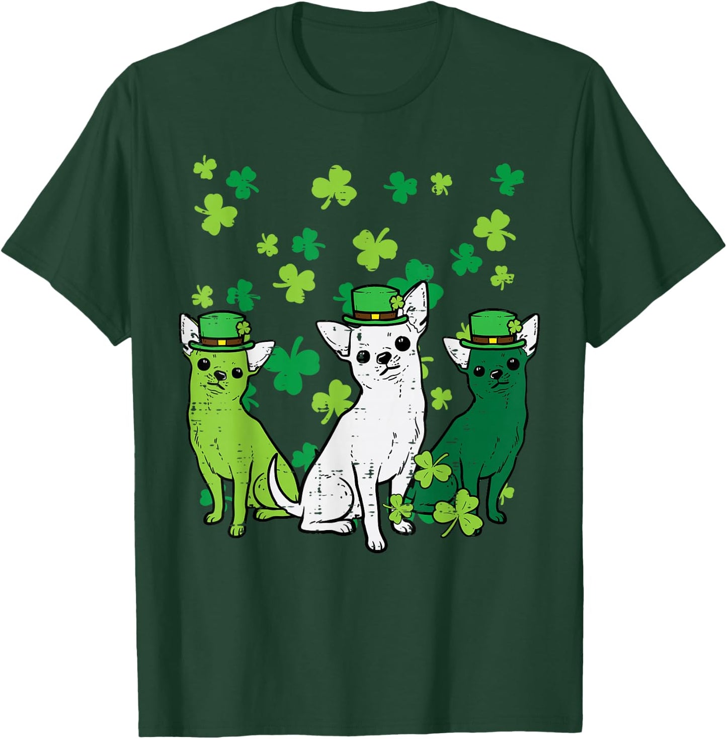 St Patricks Day Chihuahuas Dog Saint Paddys Men Women Kids T-Shirt - T-Shirt | Forest