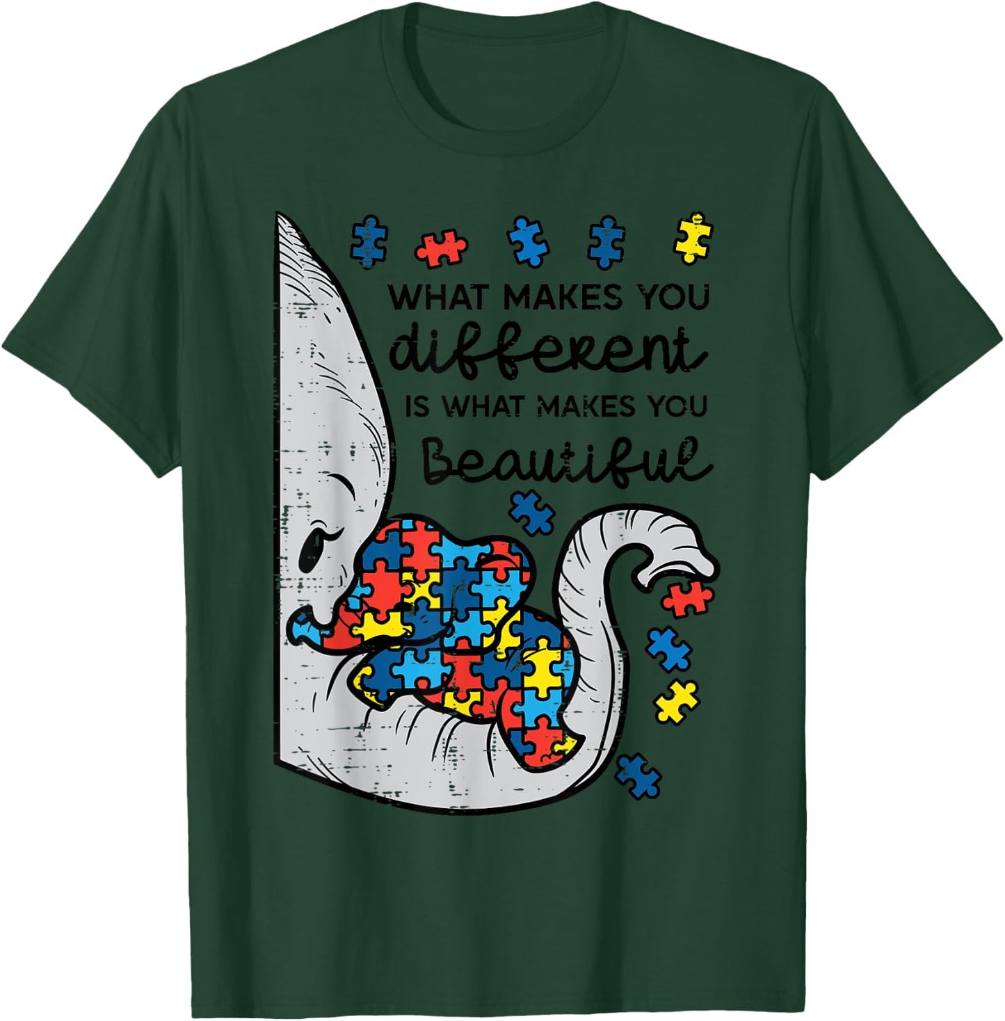 What Makes You Different Beautiful Elephant Autism Awareness T-Shirt - T-Shirt | Forest