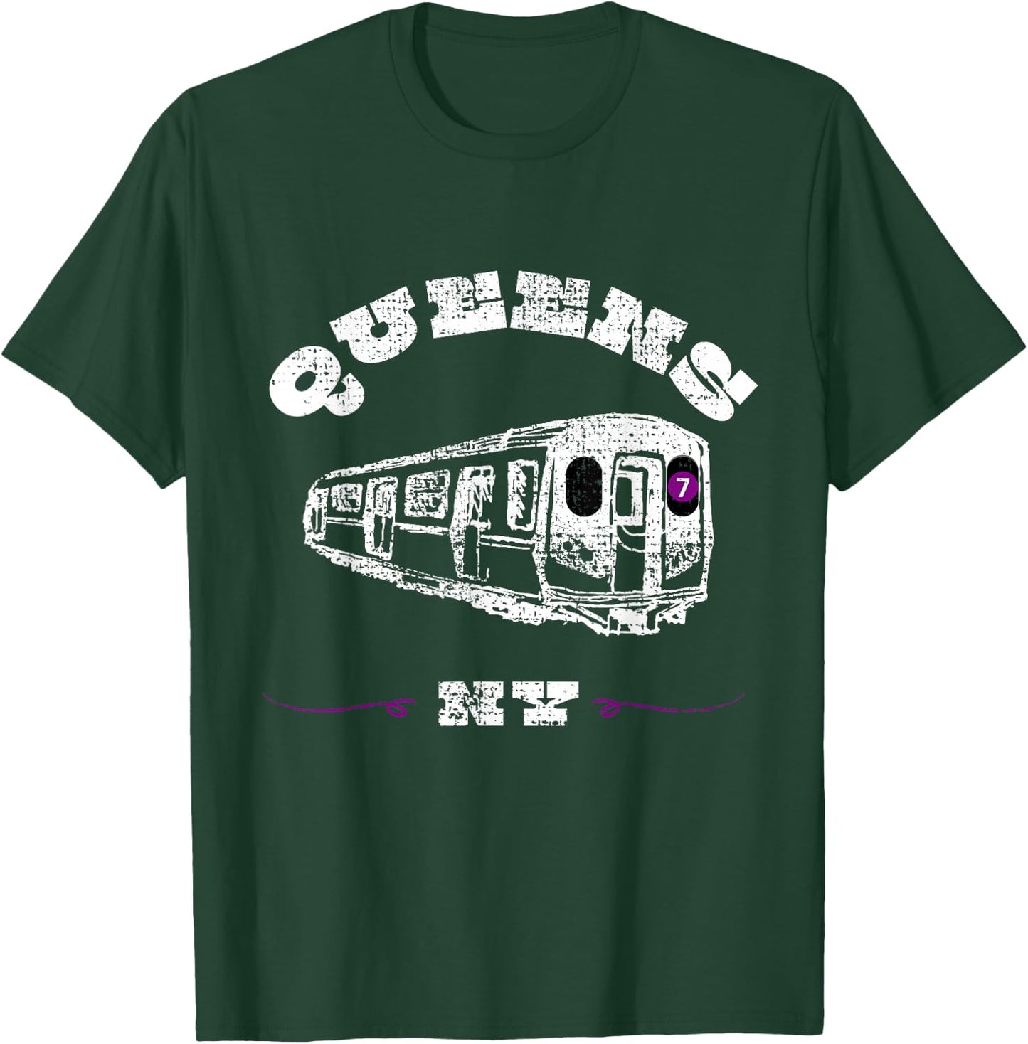 Queens New York 7 Train | New York City Borough | NYC Subway T-Shirt - T-Shirt | Forest