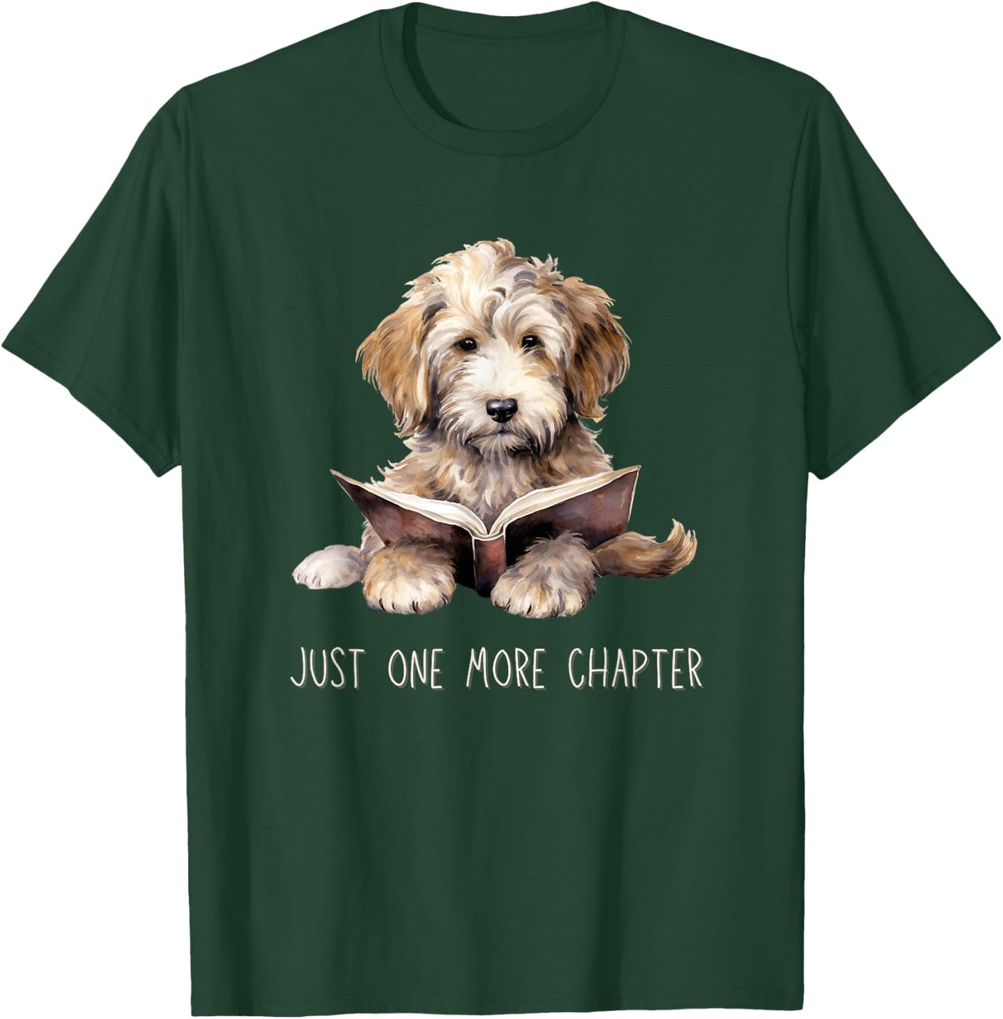 Just One More Chapter Reading Books Puppy Dogs T-Shirt - T-Shirt | Forest