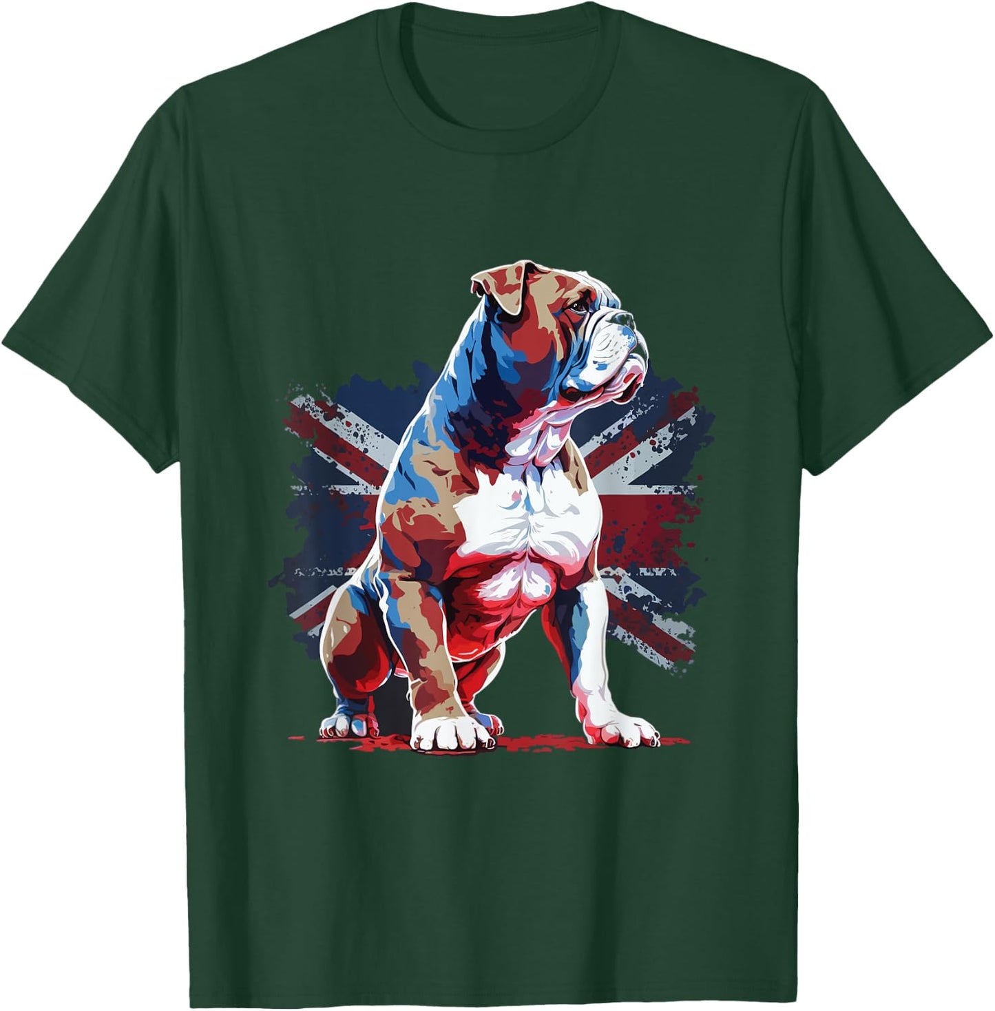 British Bulldog with union jack flag T-Shirt - T-Shirt | Forest
