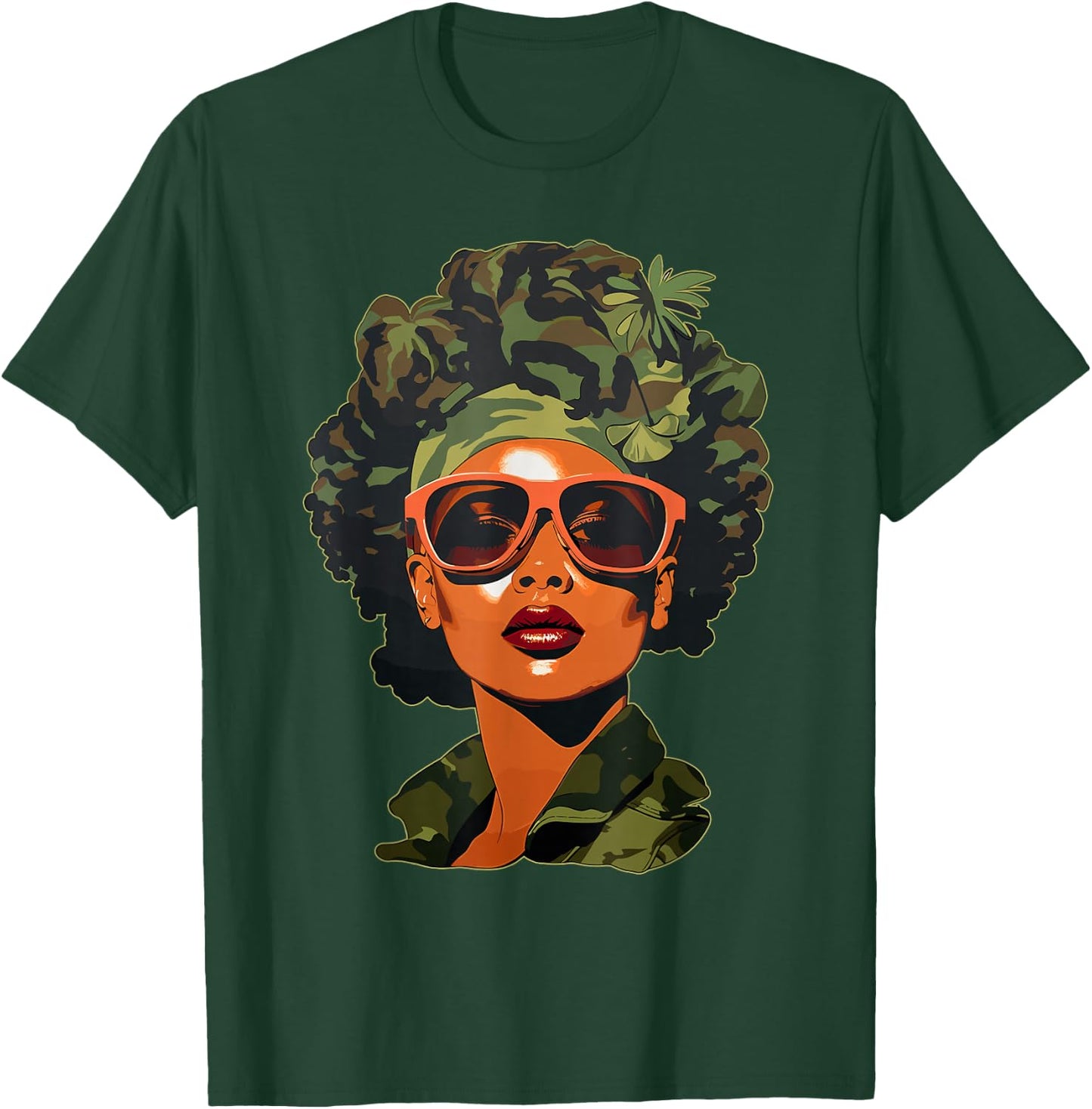 Strong Black Woman, African American, Camouflage, Black Girl T-Shirt - T-Shirt | Forest