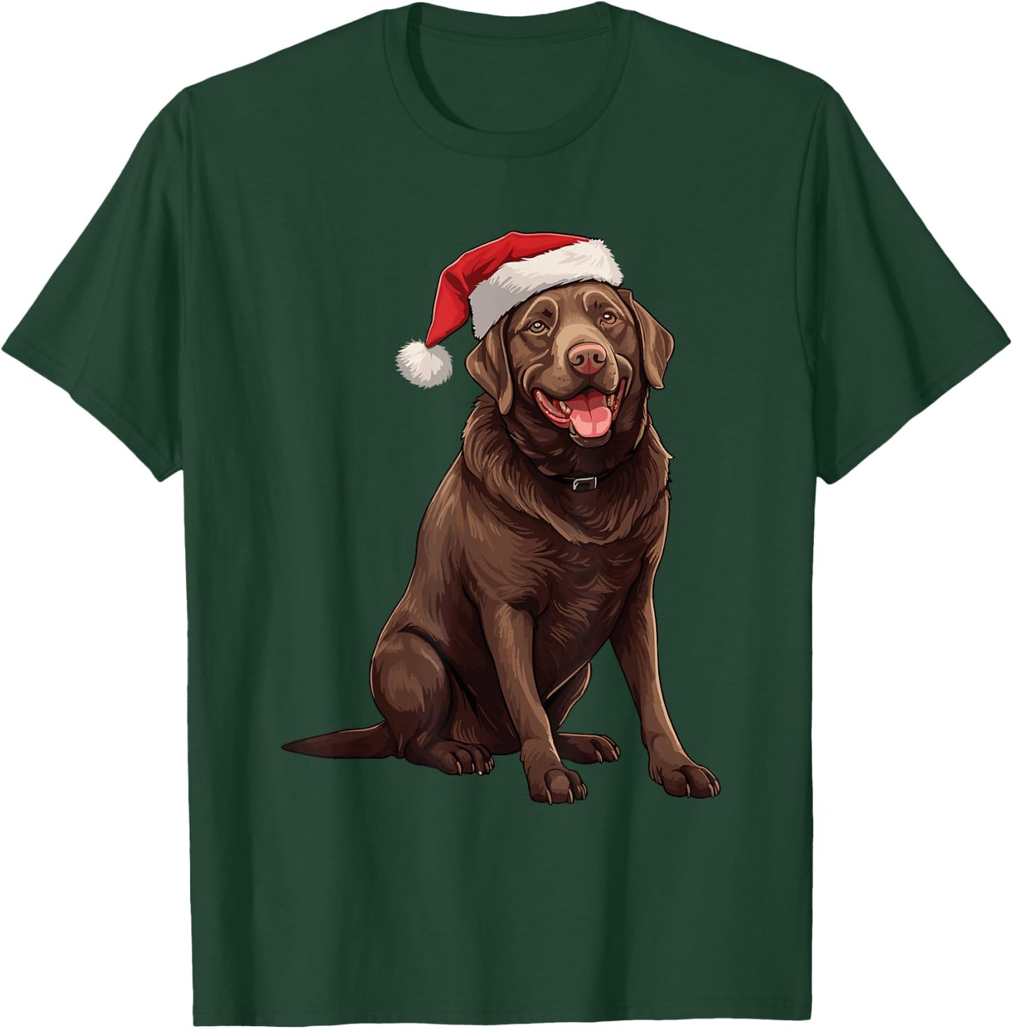 Chocolate Labrador Dog Christmas Santa Hat Xmas Pajama Men Women Kids T-Shirt - T-Shirt | Forest