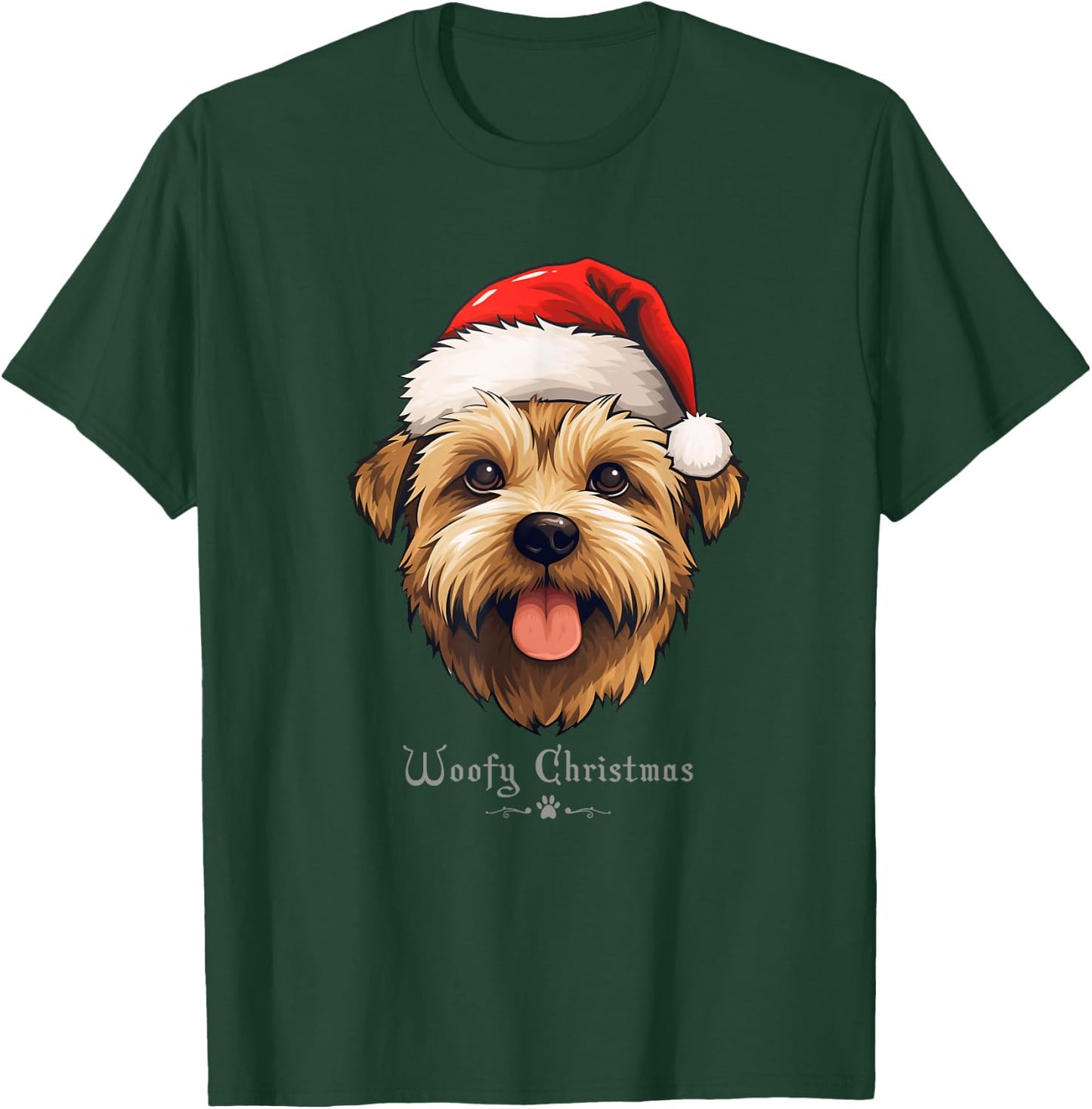 Norfolk Terrier Dog Funny Woofy Christmas Simple Design T-Shirt - T-Shirt | Forest