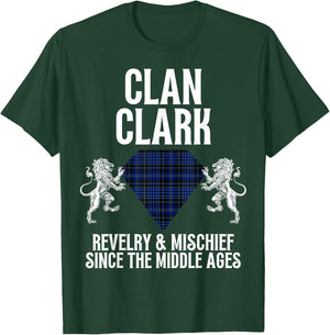 Clark Clan Scottish Name Coat Of Arms Tartan Family Party T-Shirt - T-Shirt | Forest